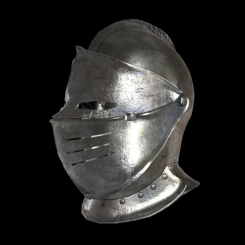 knight helmet Low-poly 3D model_2