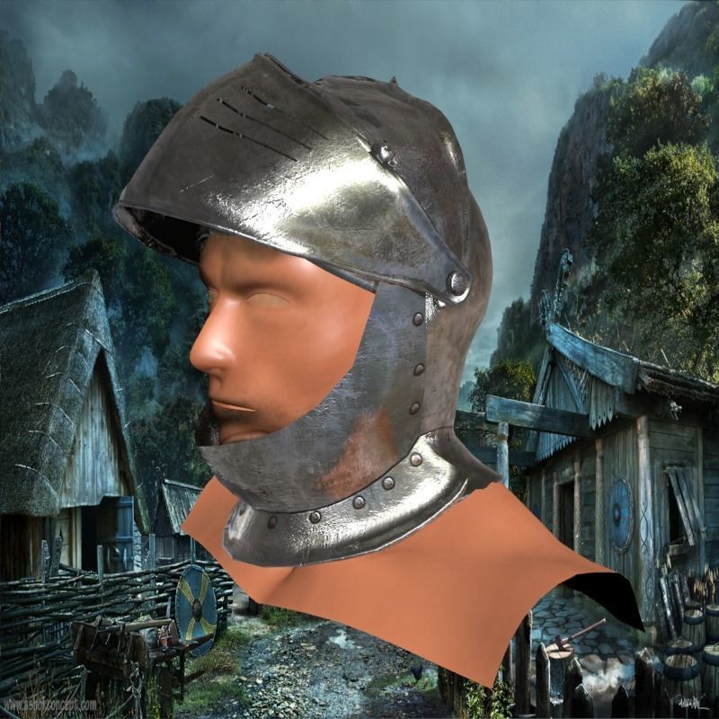 knight helmet Low-poly 3D model_7