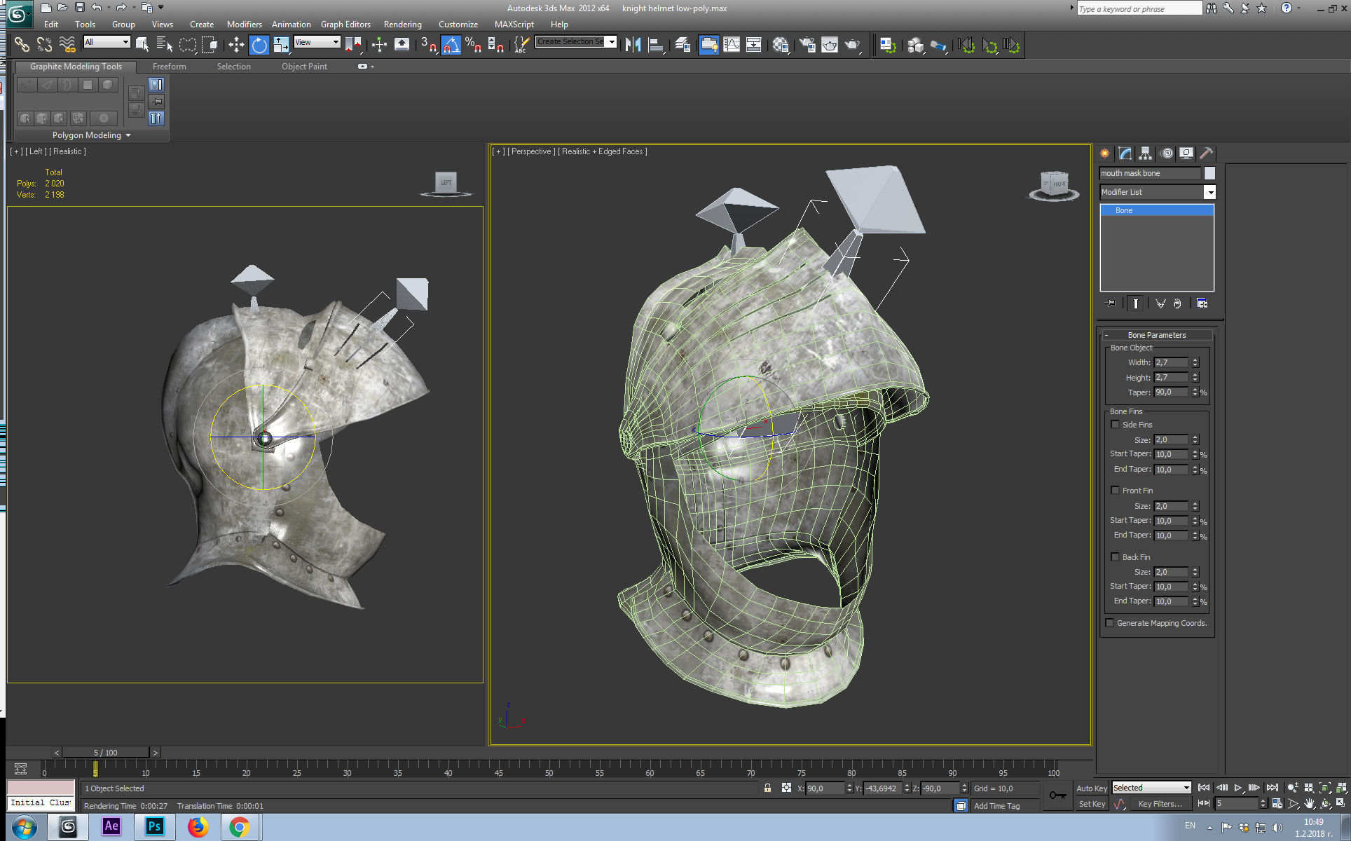knight helmet Low-poly 3D model_28