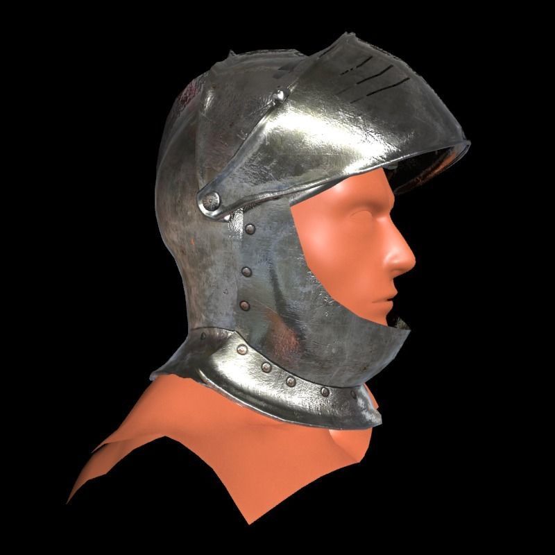 knight helmet Low-poly 3D model_11