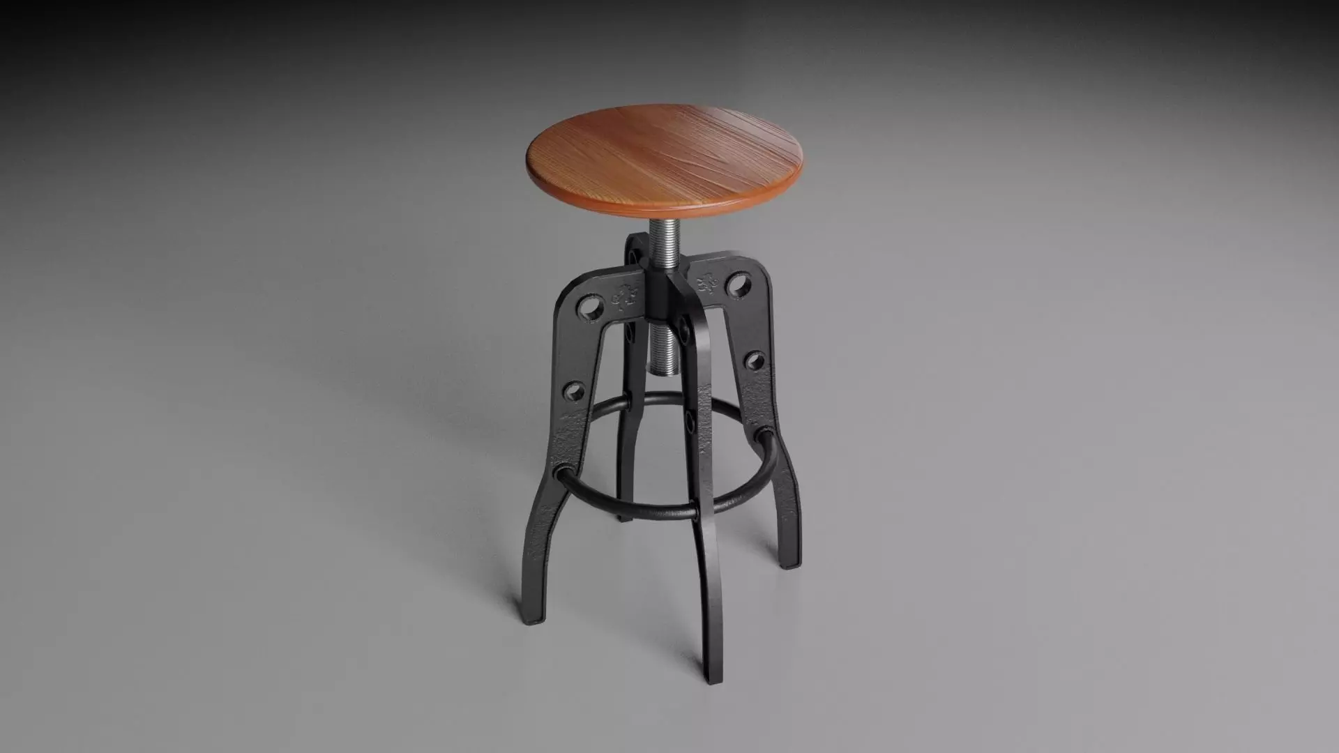 Retro bar stool chair with height adjustment great for VR and AR Low-poly 3D model