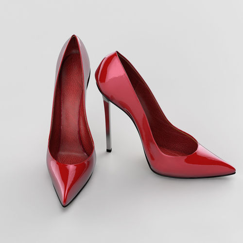 Red high heel women shoes 3D model