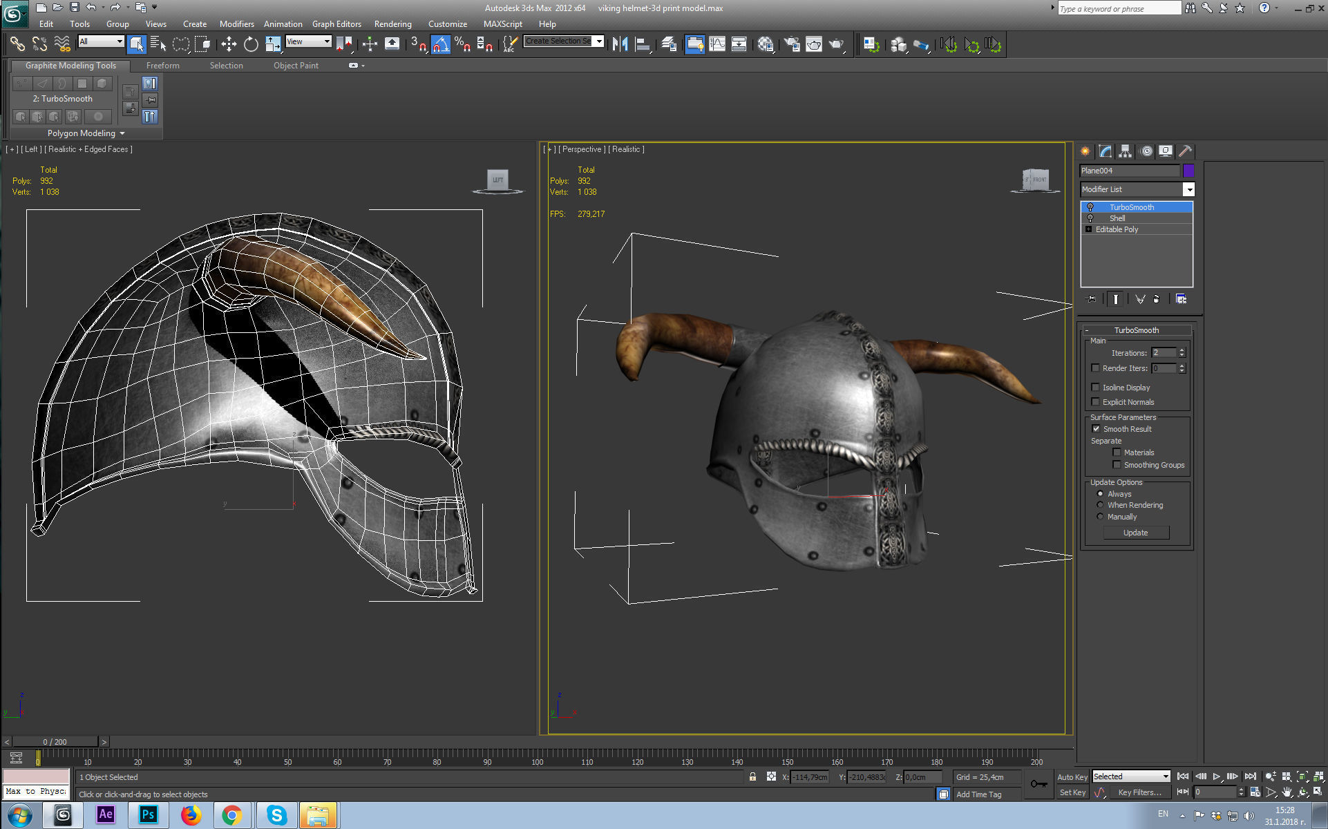 viking helmet Low-poly 3D model_4