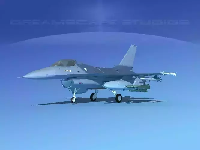Gen Dyn F-16A Falcon Unmarked 3D model