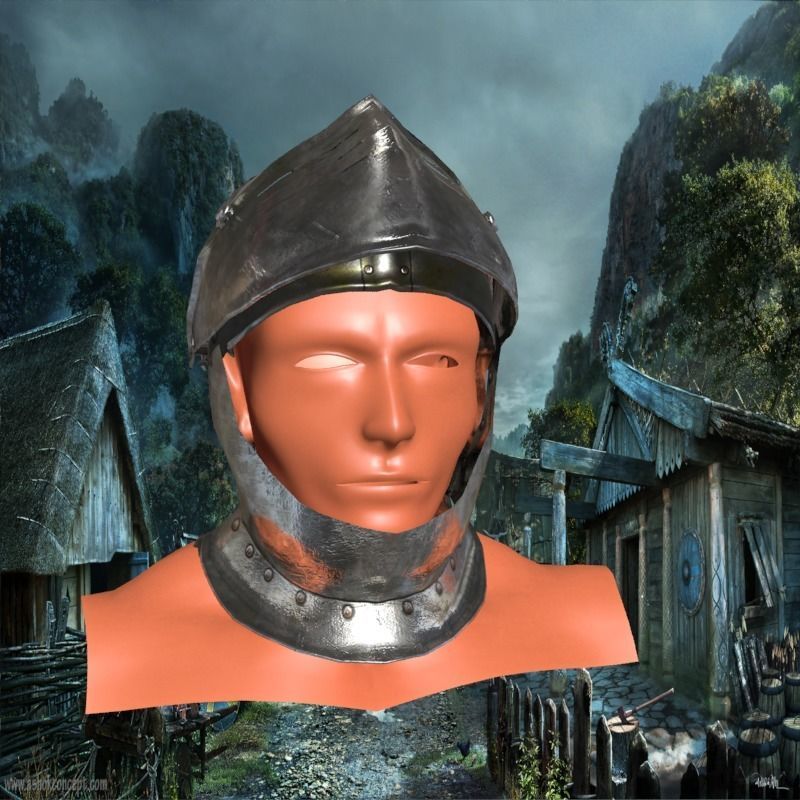 medieval helmet colection Low-poly 3D model_45