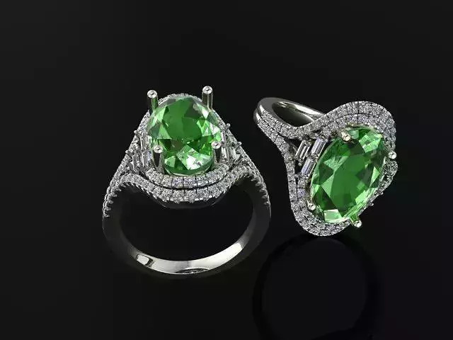 Ring-R057 oval ring with stones 3D print model