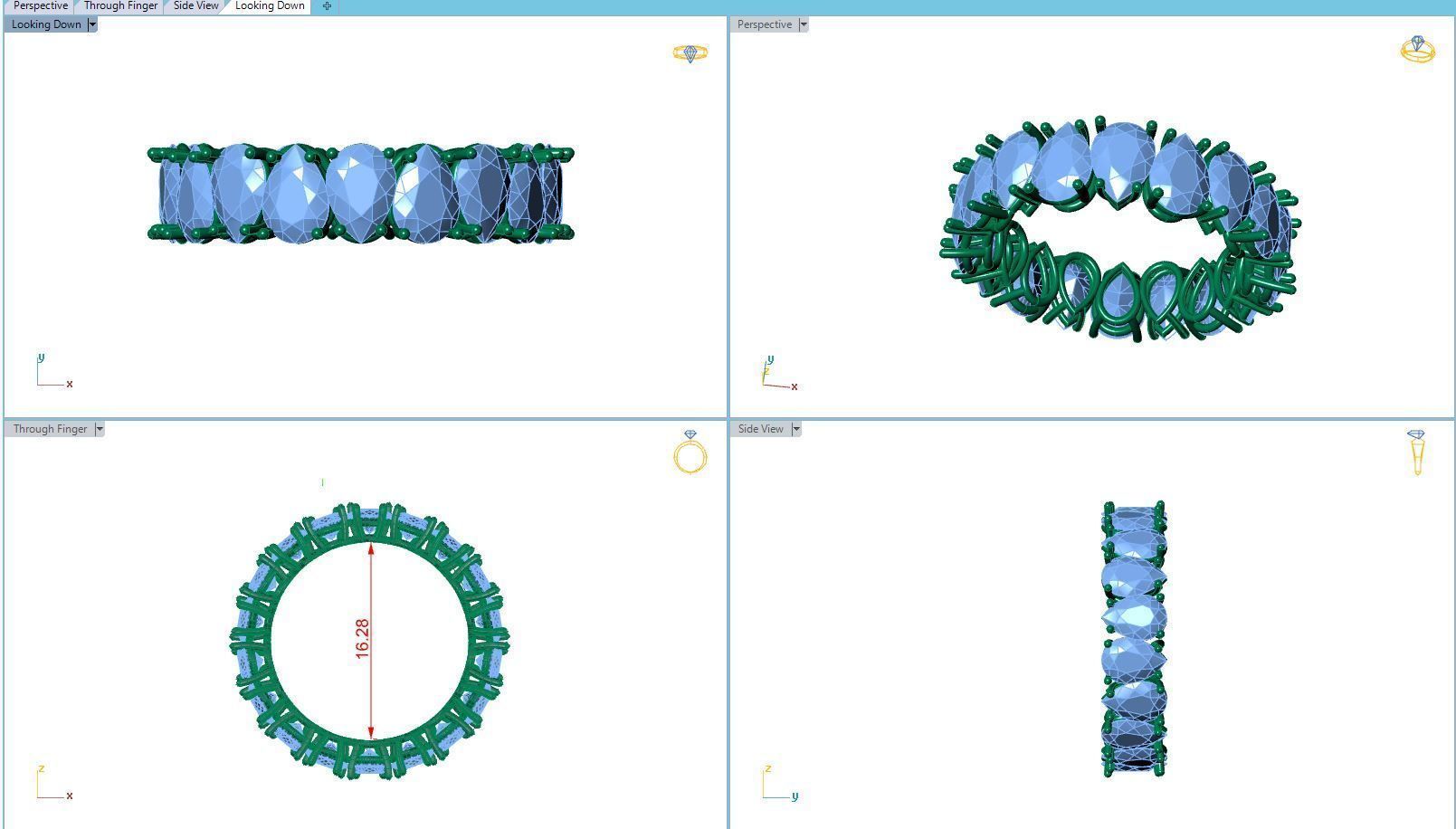 Ring-R058 two diamond eternity rings 3D print model_2