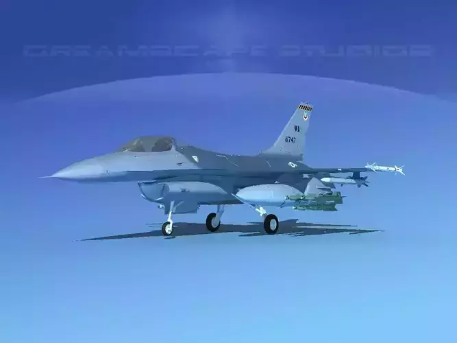 Gen Dyn F-16A Falcon V07 USAF 3D model