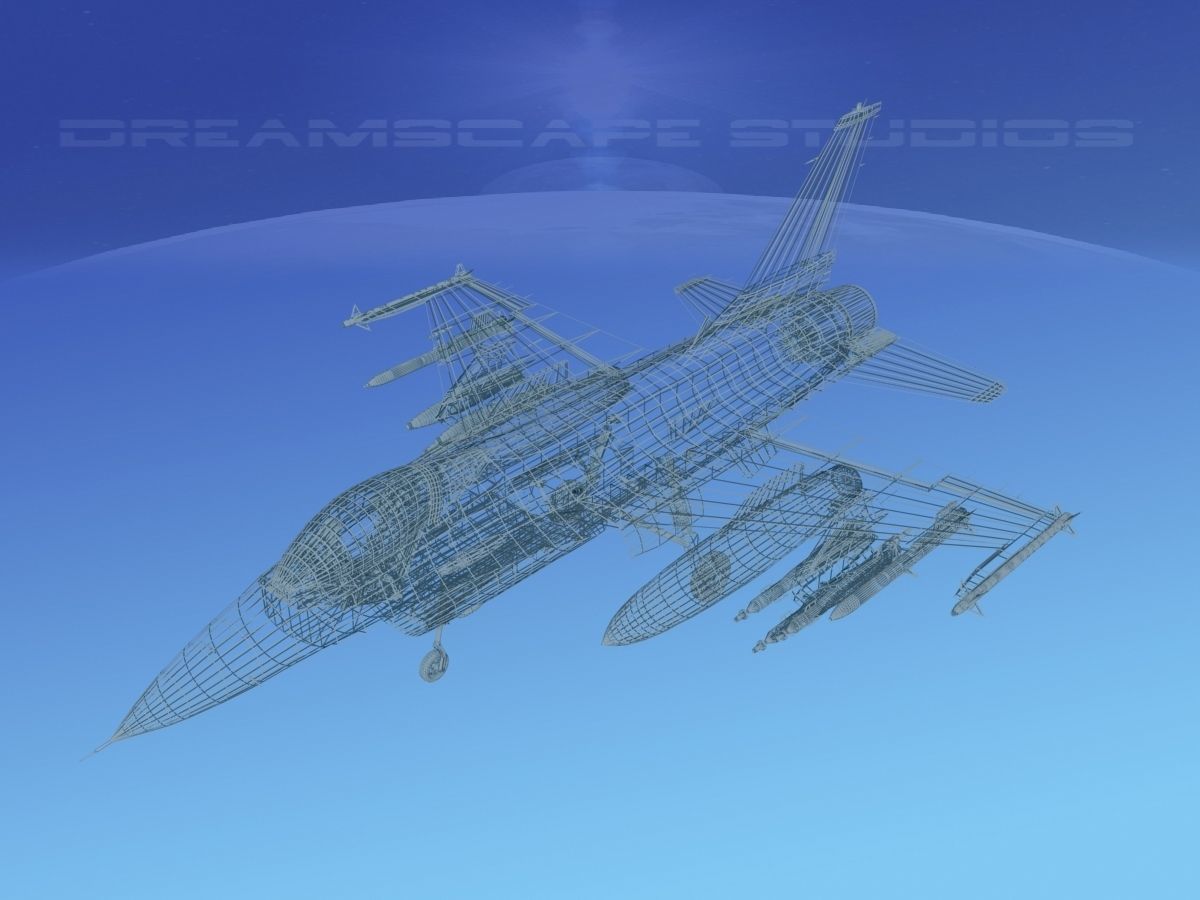 Gen Dyn F-16A Falcon V12 USAF 3D model_16