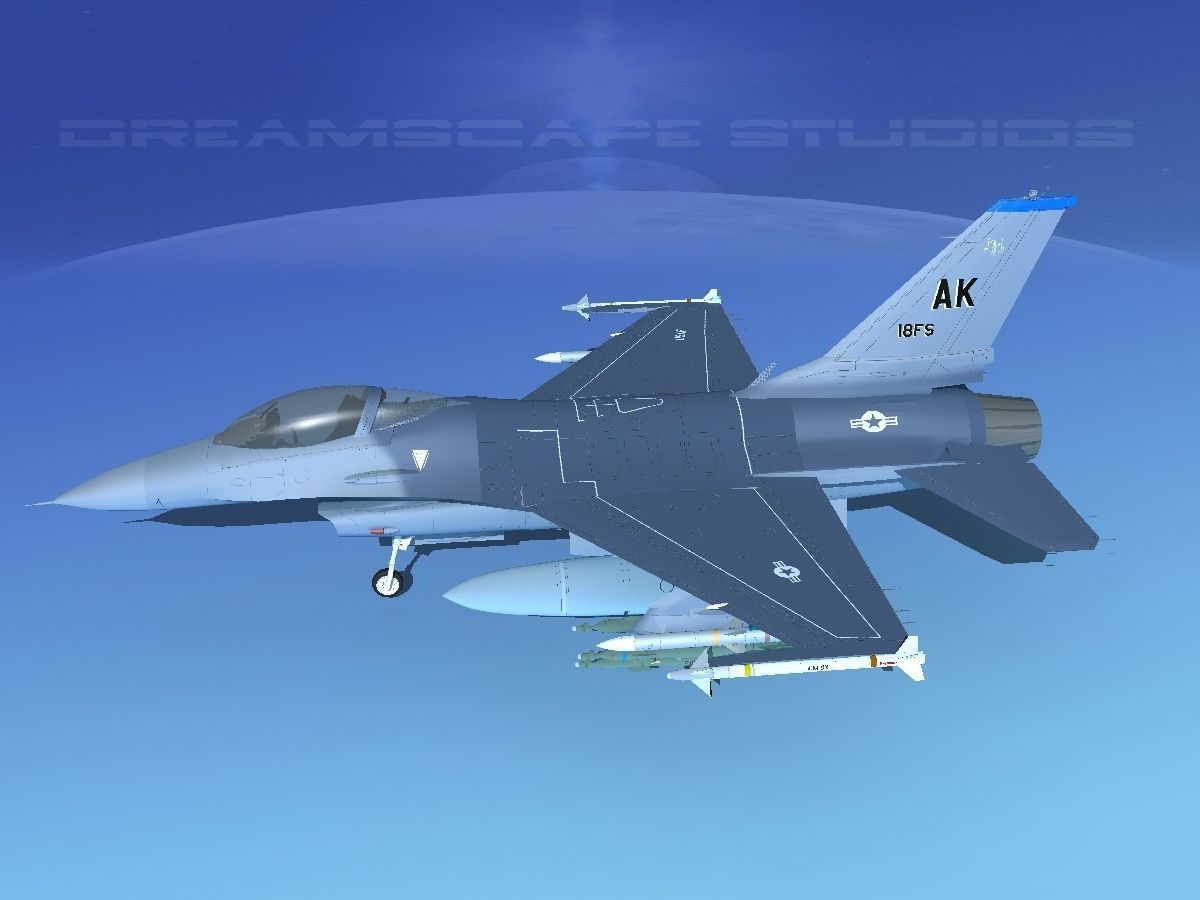 Gen Dyn F-16A Falcon V12 USAF 3D model_9