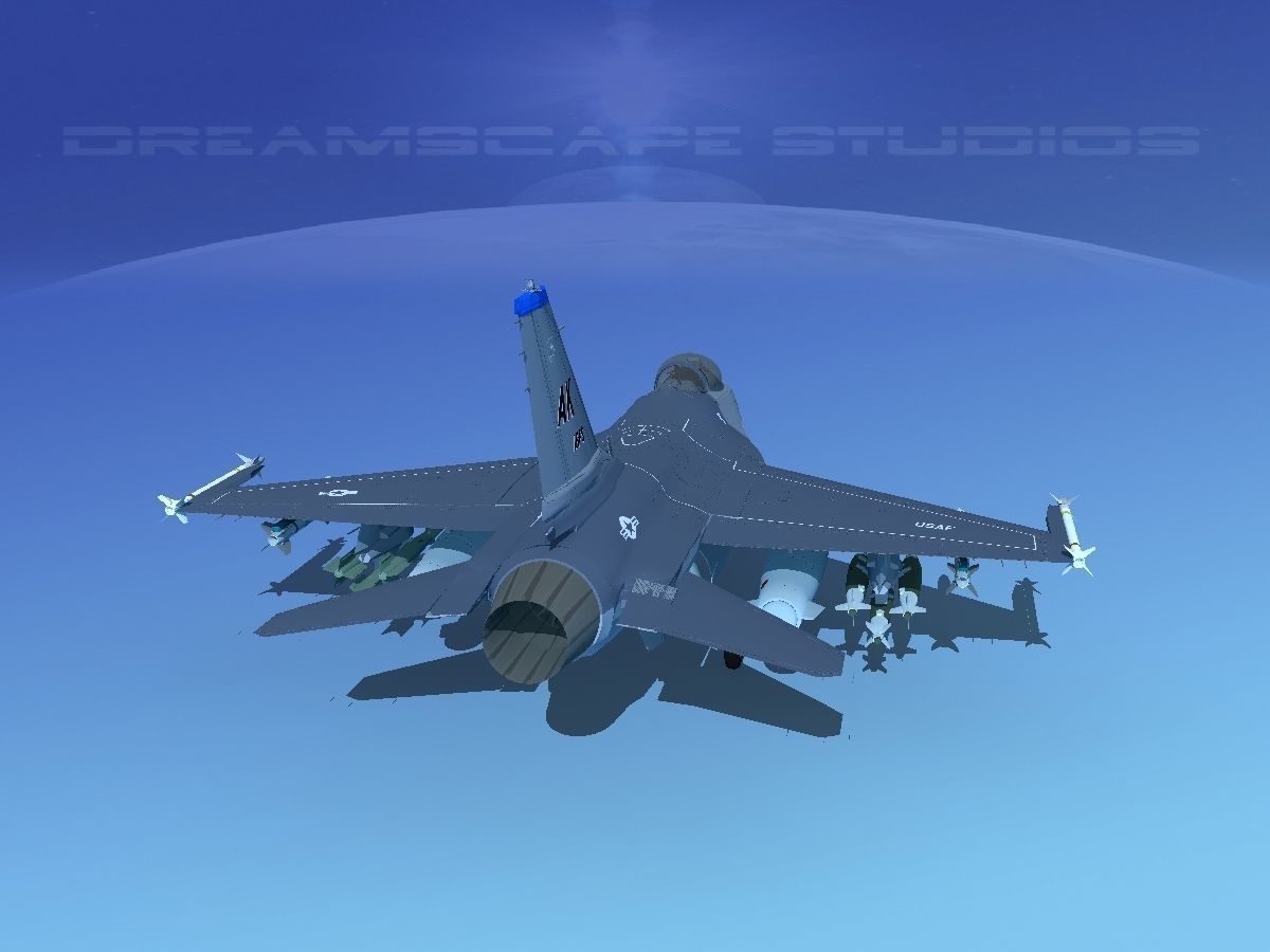 Gen Dyn F-16A Falcon V12 USAF 3D model_6