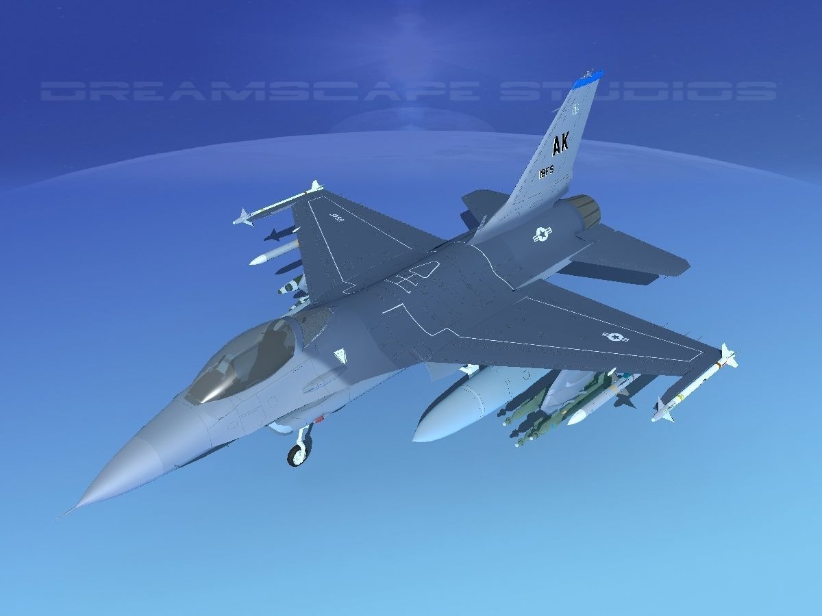 Gen Dyn F-16A Falcon V12 USAF 3D model_10