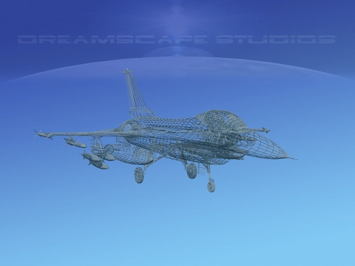 Gen Dyn F-16A Falcon V12 USAF 3D model_11