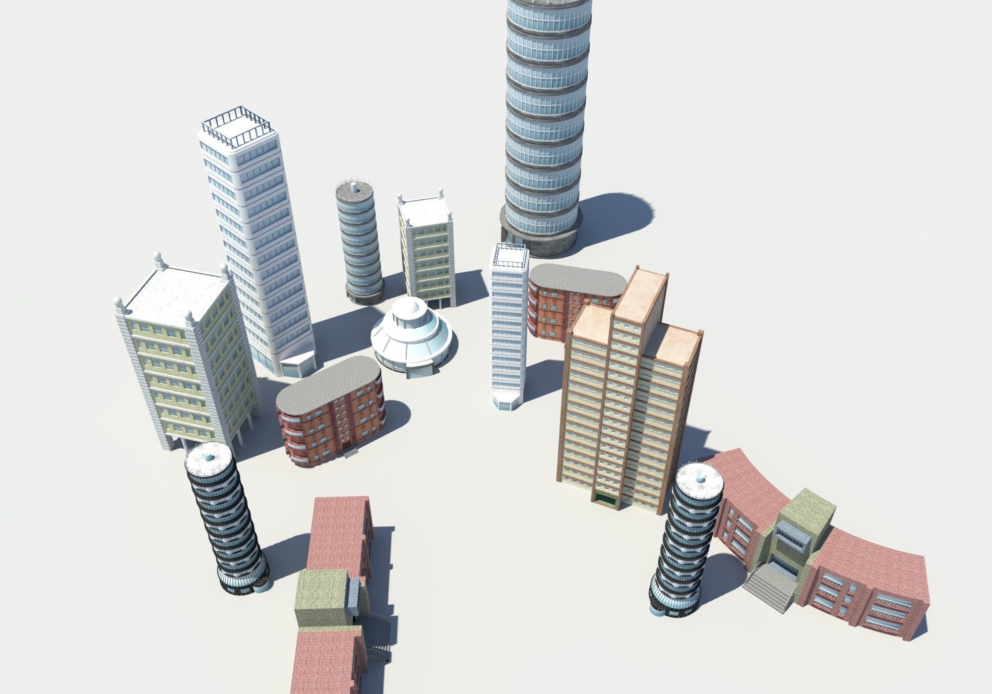 city buildings modern architecture Low-poly 3D model_3