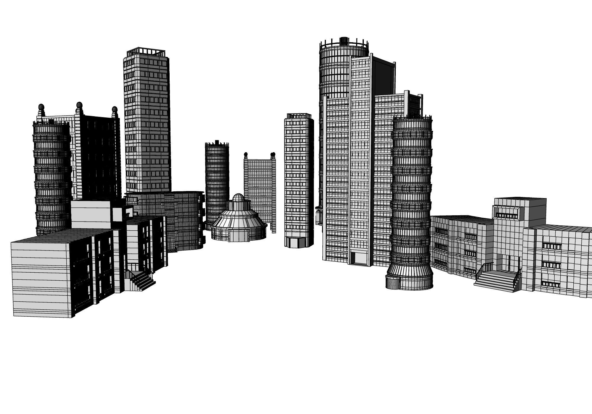 city buildings modern architecture Low-poly 3D model_10