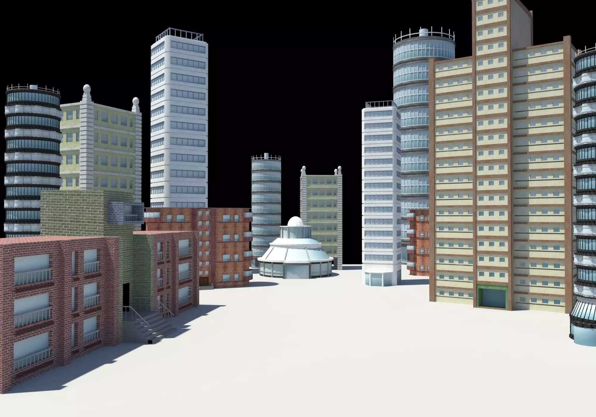 city buildings modern architecture Low-poly 3D model_0