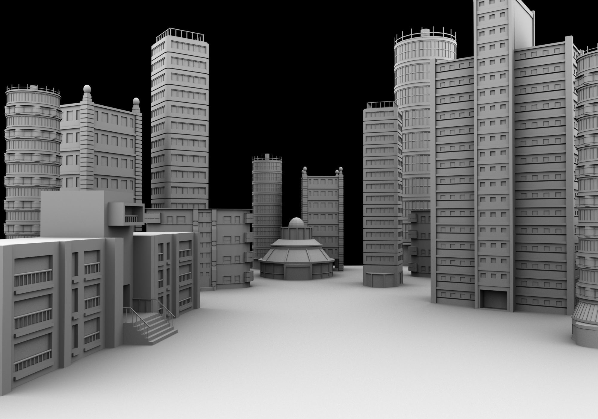city buildings modern architecture Low-poly 3D model_11