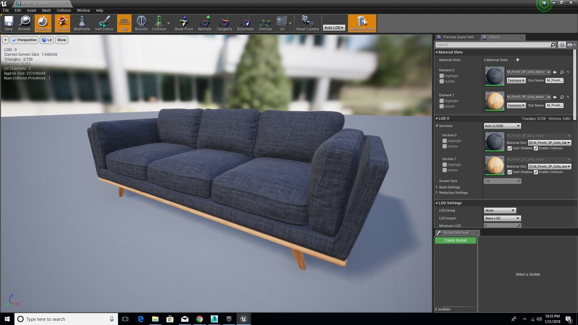 Sofa Pirelli 3P Sofa low poly 3D print model_1