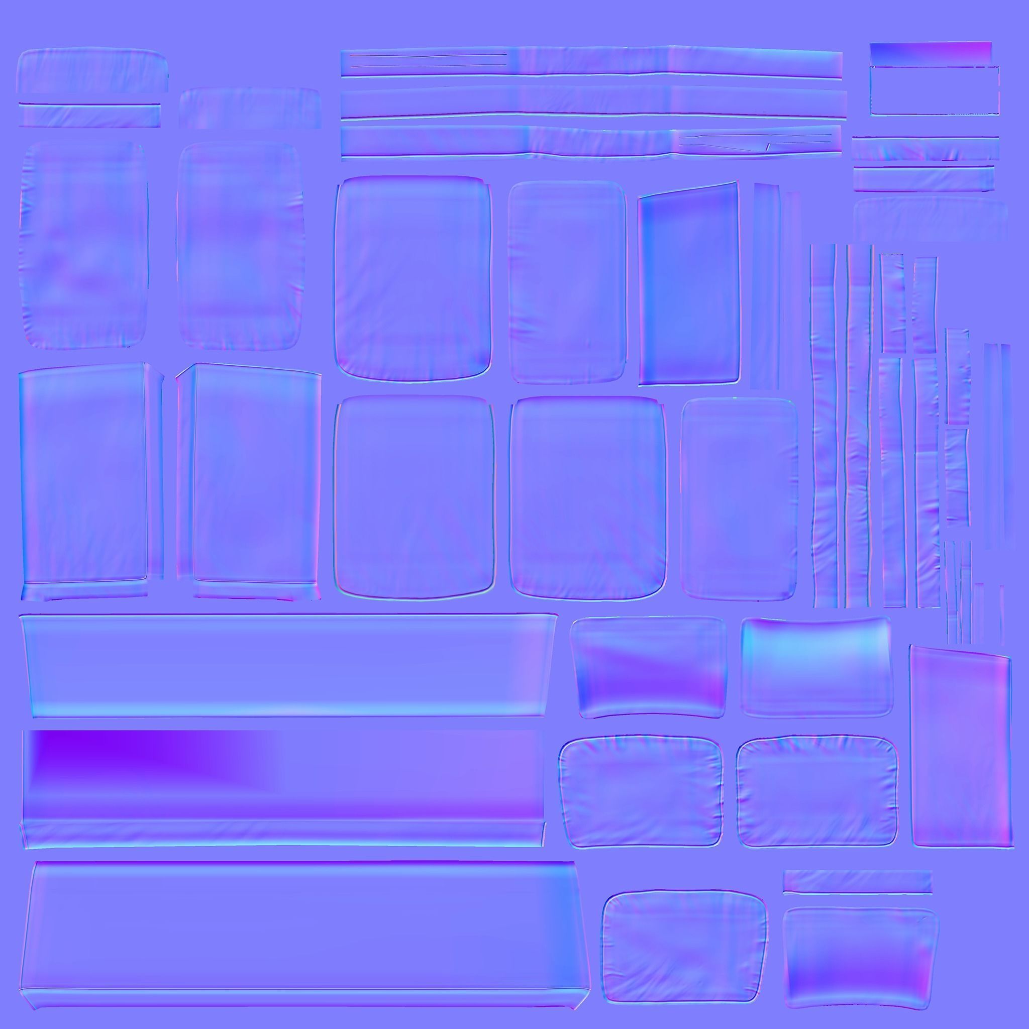 Sofa Pirelli 3P Sofa low poly 3D print model_3