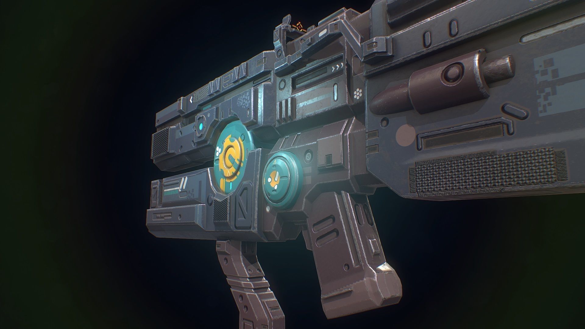 Low poly sci fi heavy assault rifle weapon asset Low-poly 3D model_5