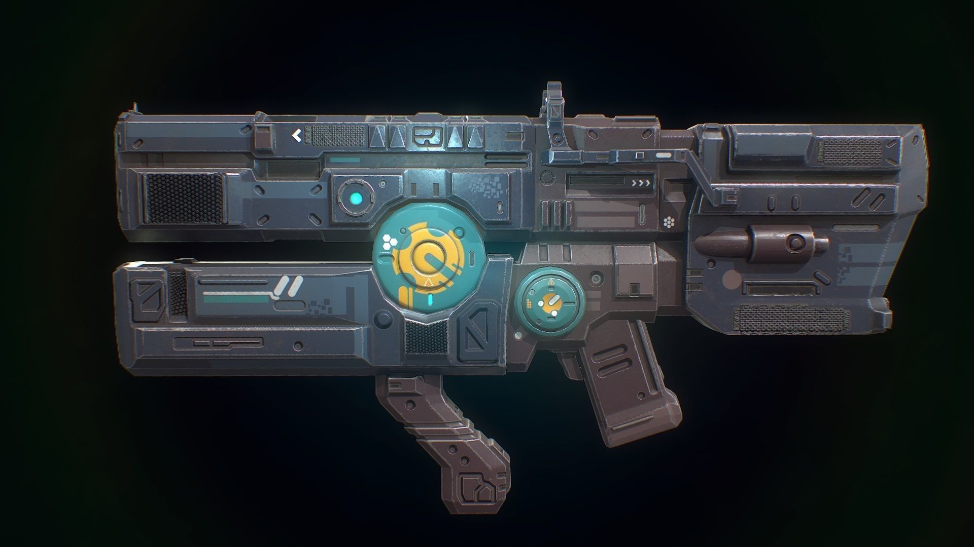 Low poly sci fi heavy assault rifle weapon asset Low-poly 3D model_6