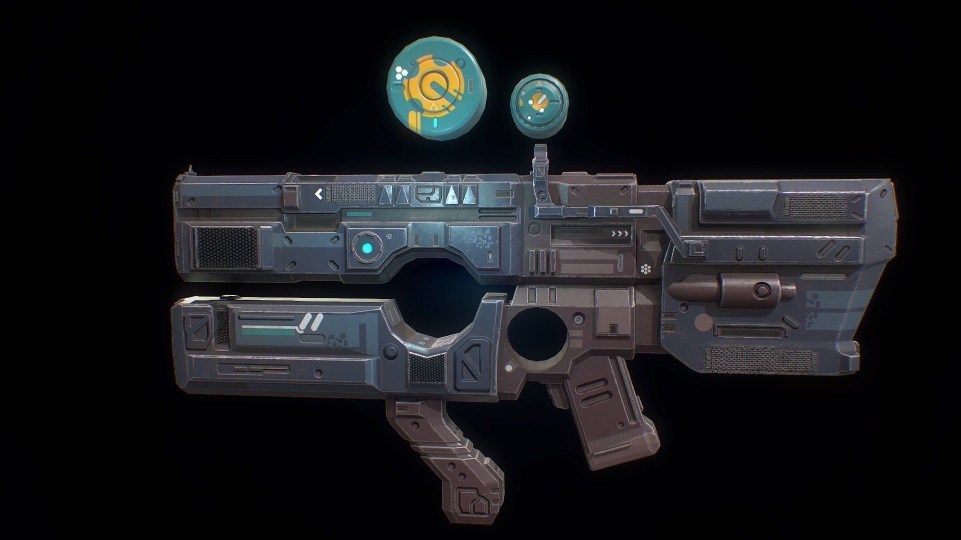 Low poly sci fi heavy assault rifle weapon asset Low-poly 3D model_7