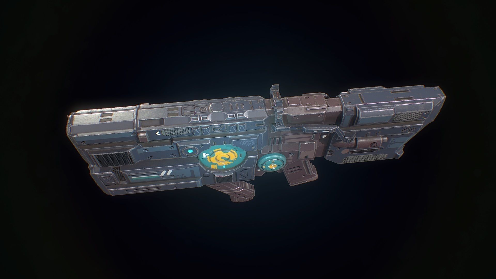 Low poly sci fi heavy assault rifle weapon asset Low-poly 3D model_4