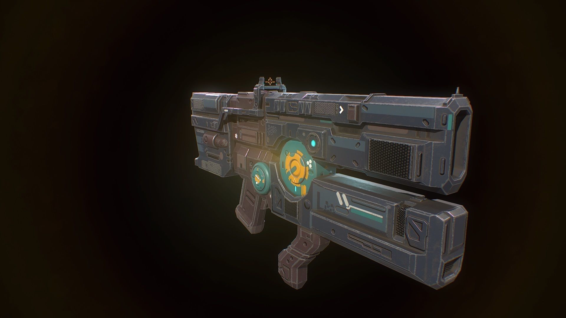 Low poly sci fi heavy assault rifle weapon asset Low-poly 3D model_3