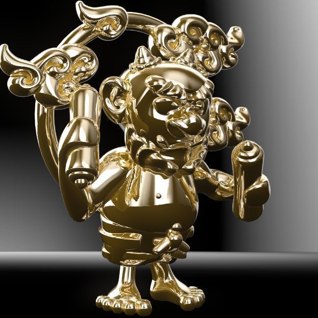 Rai-Jin gold monkey 3D print model_5