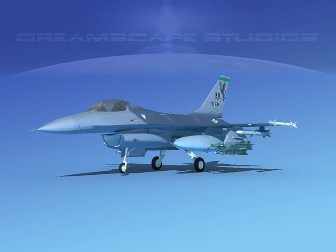 Gen Dyn F-16A Falcon V18 USAF 3D model