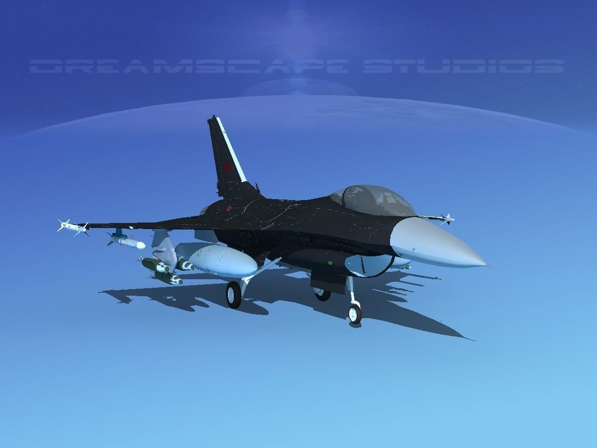 Gen Dyn F-16A Falcon V22 USAF 3D model_2