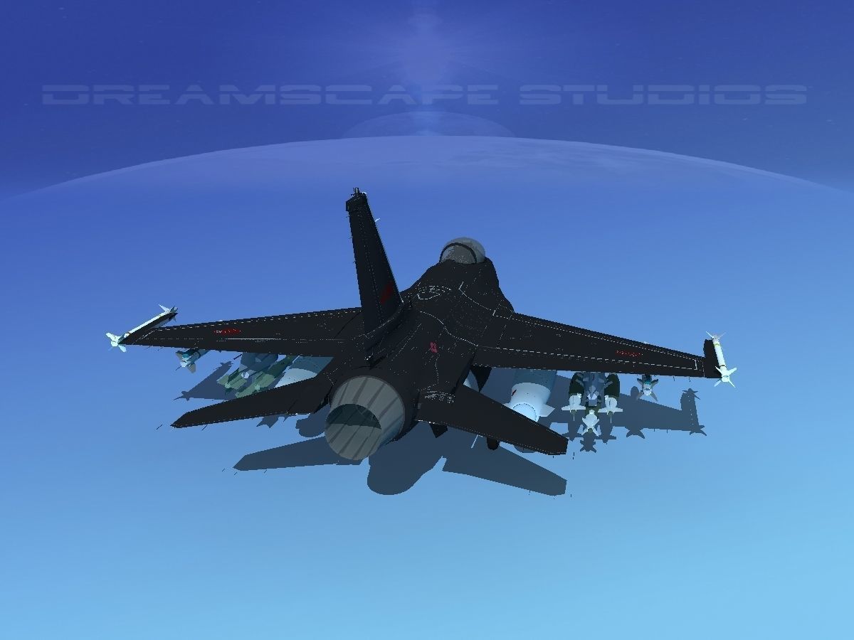 Gen Dyn F-16A Falcon V22 USAF 3D model_6