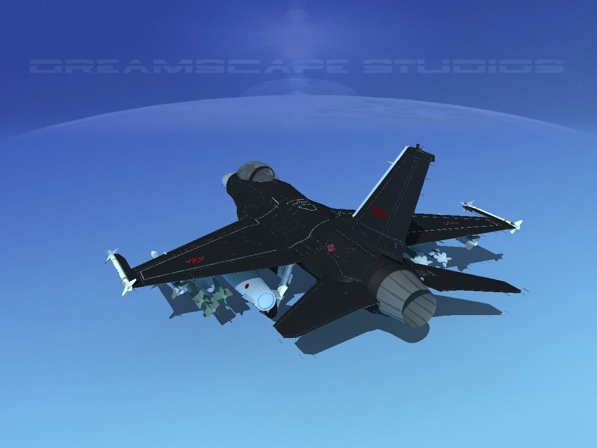 Gen Dyn F-16A Falcon V22 USAF 3D model_7