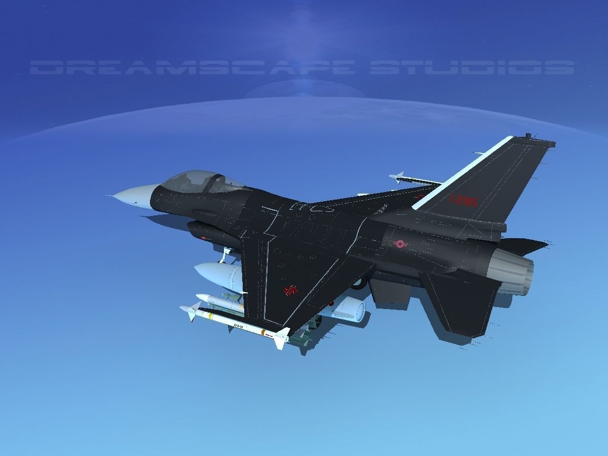 Gen Dyn F-16A Falcon V22 USAF 3D model_8