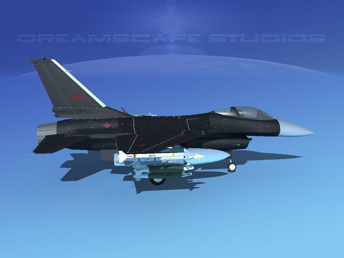 Gen Dyn F-16A Falcon V22 USAF 3D model_4