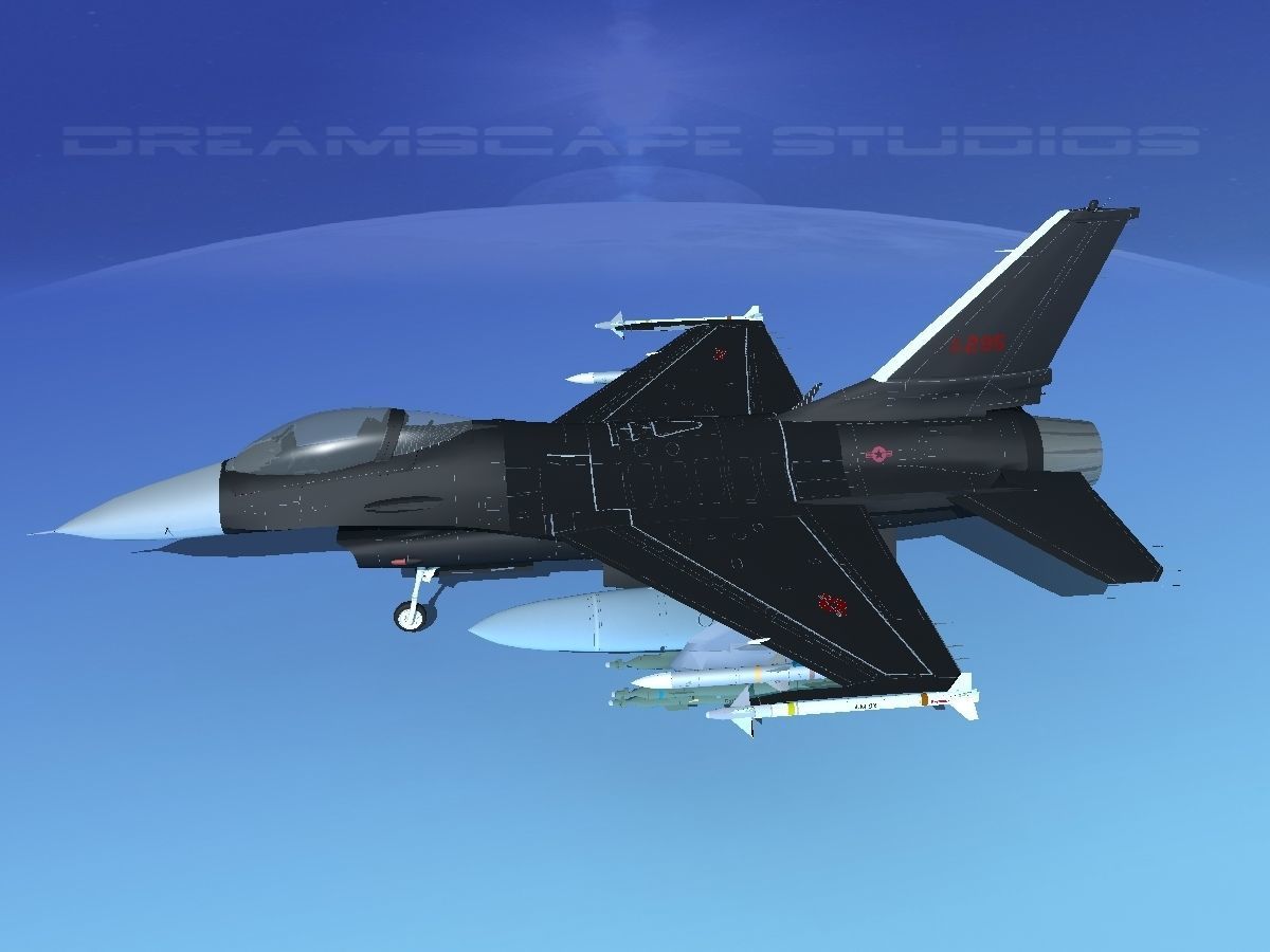 Gen Dyn F-16A Falcon V22 USAF 3D model_9