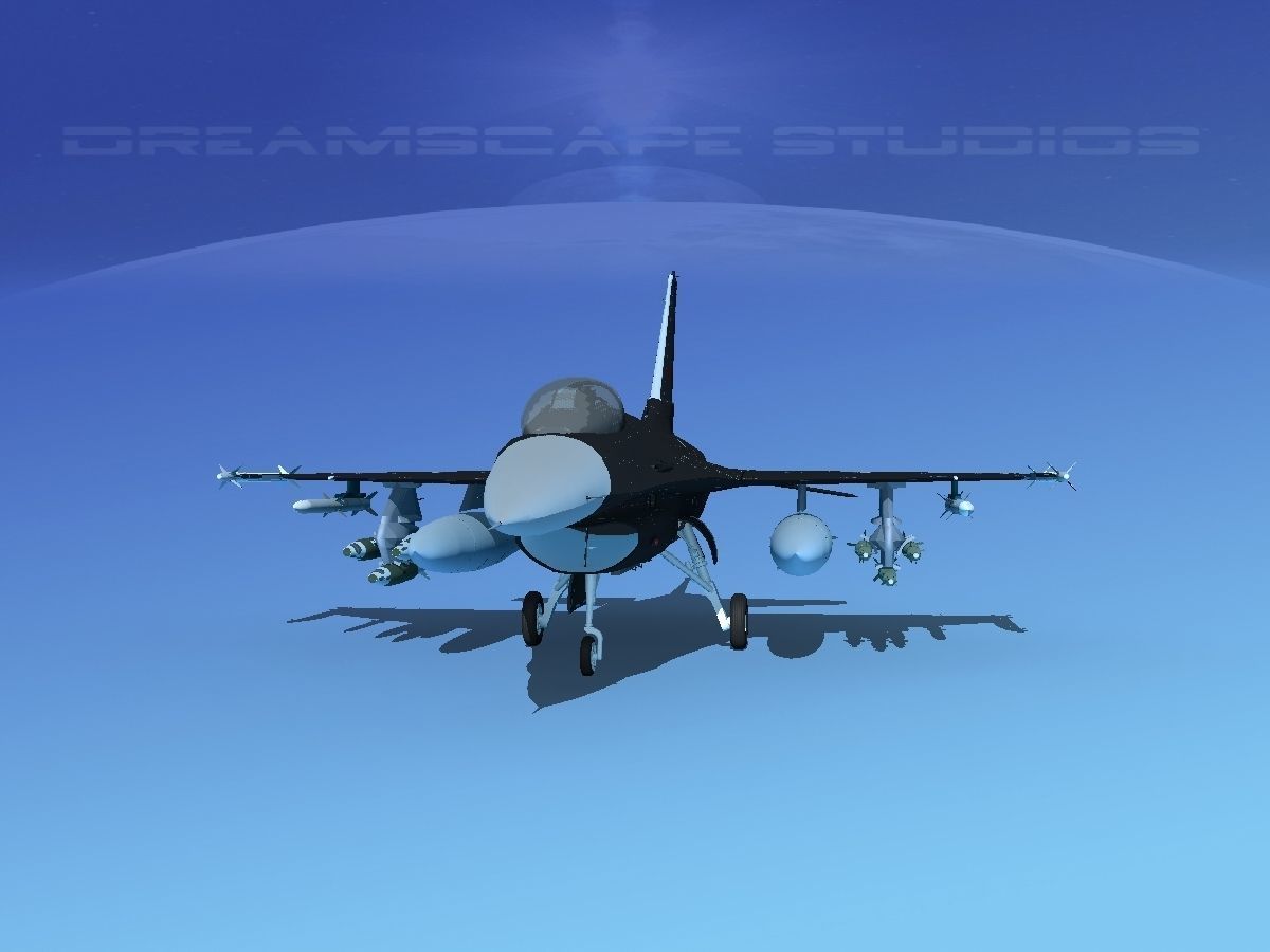 Gen Dyn F-16A Falcon V22 USAF 3D model_1