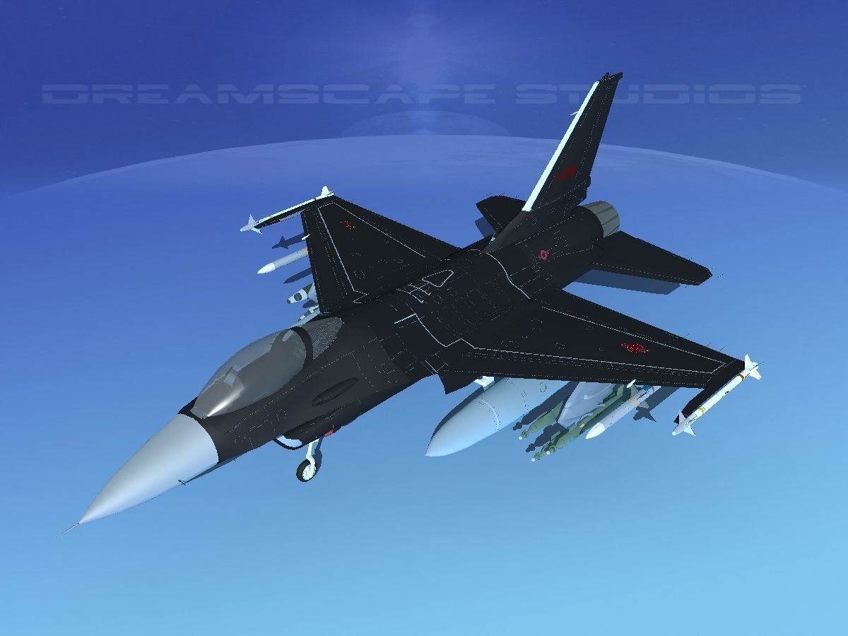 Gen Dyn F-16A Falcon V22 USAF 3D model_10