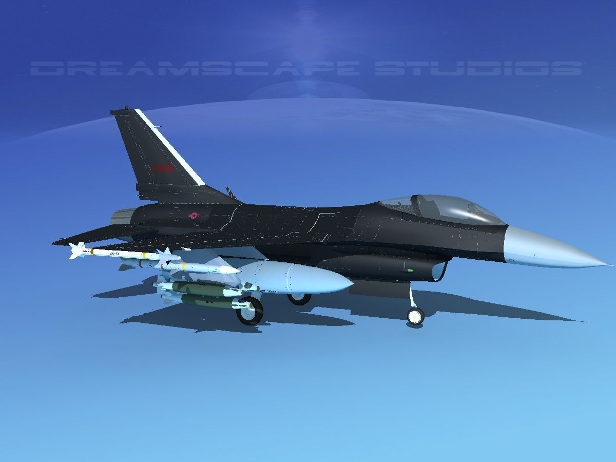 Gen Dyn F-16A Falcon V22 USAF 3D model_3