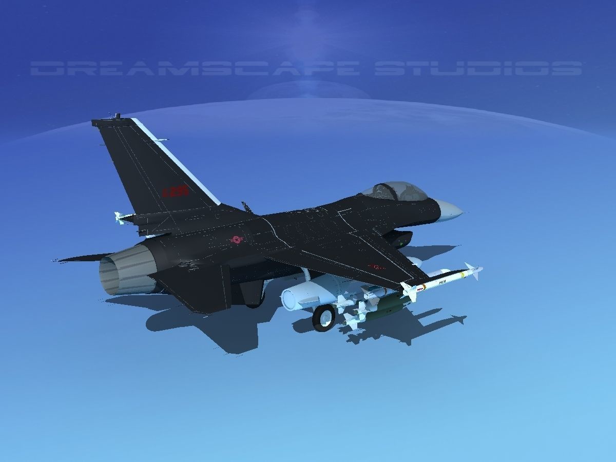 Gen Dyn F-16A Falcon V22 USAF 3D model_5