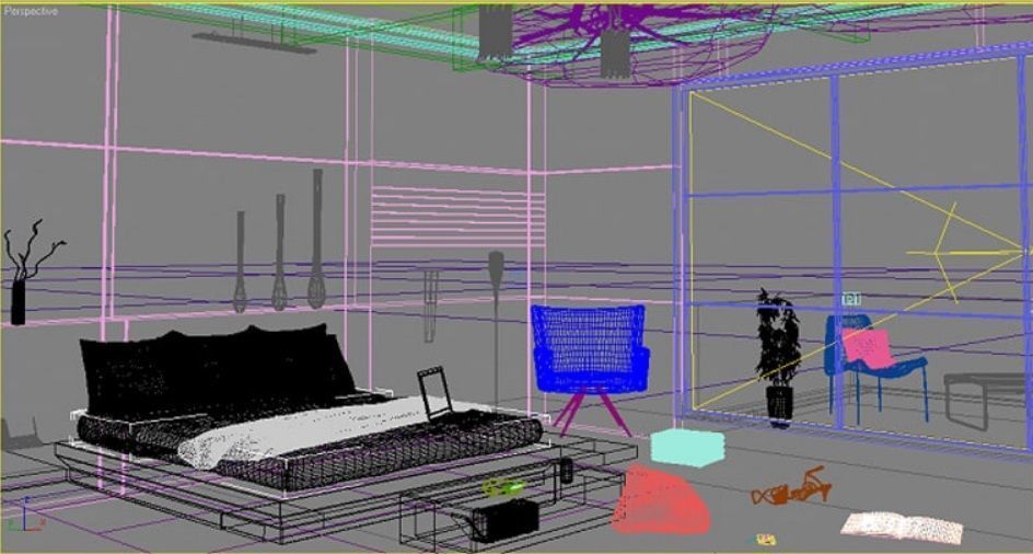 Modern Elegant Bedroom Scene 3D model_1