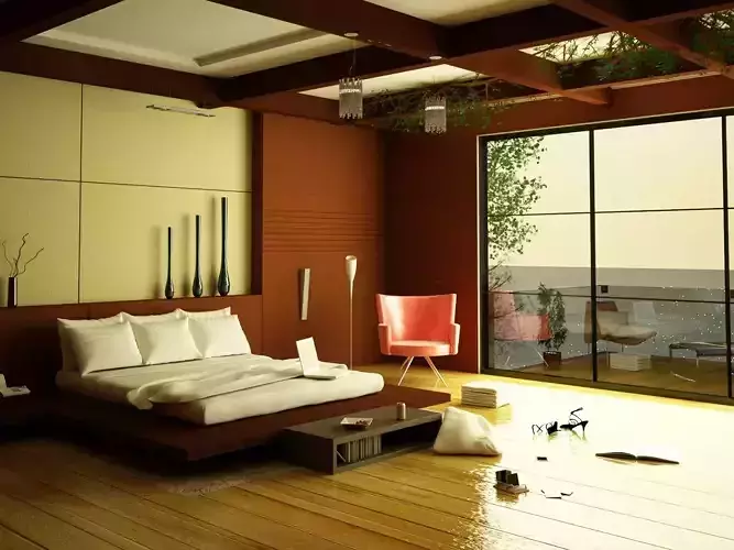 Modern Elegant Bedroom Scene 3D model