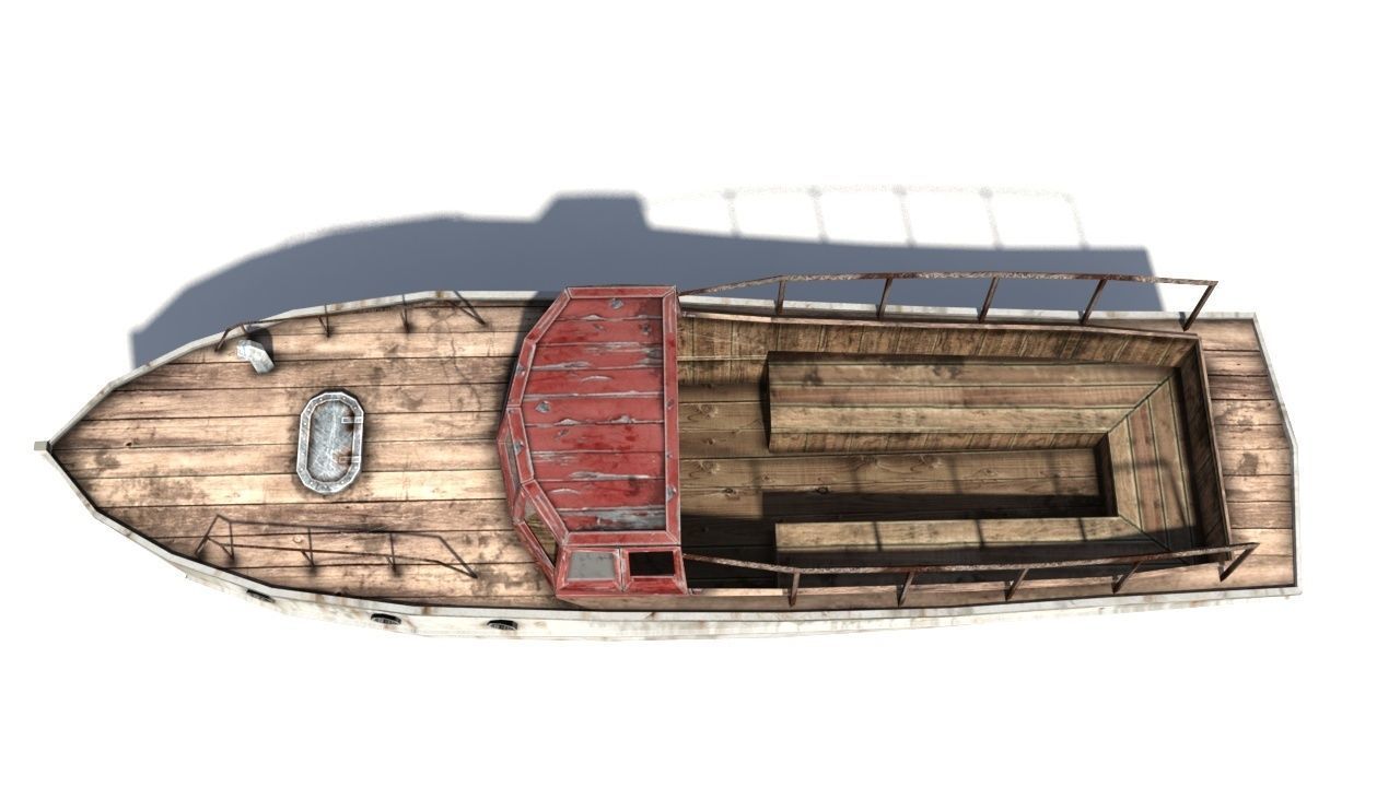 Rusty boat 2 Low-poly 3D model_2