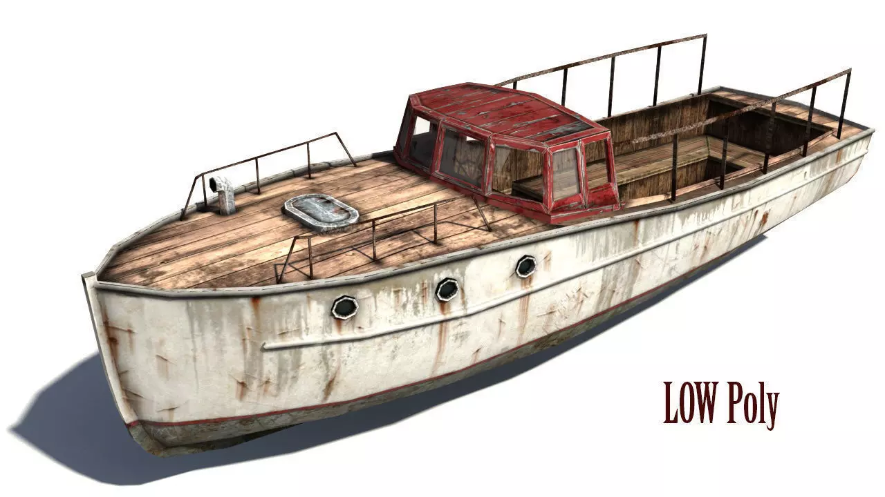 Rusty boat 2 Low-poly 3D model_0
