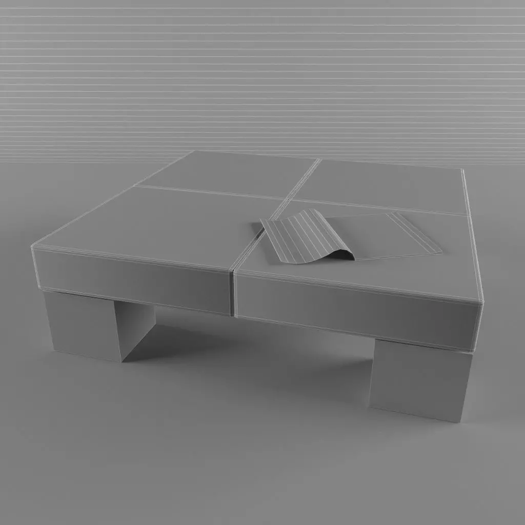 Table coffee with magazine Low-poly 3D model_0