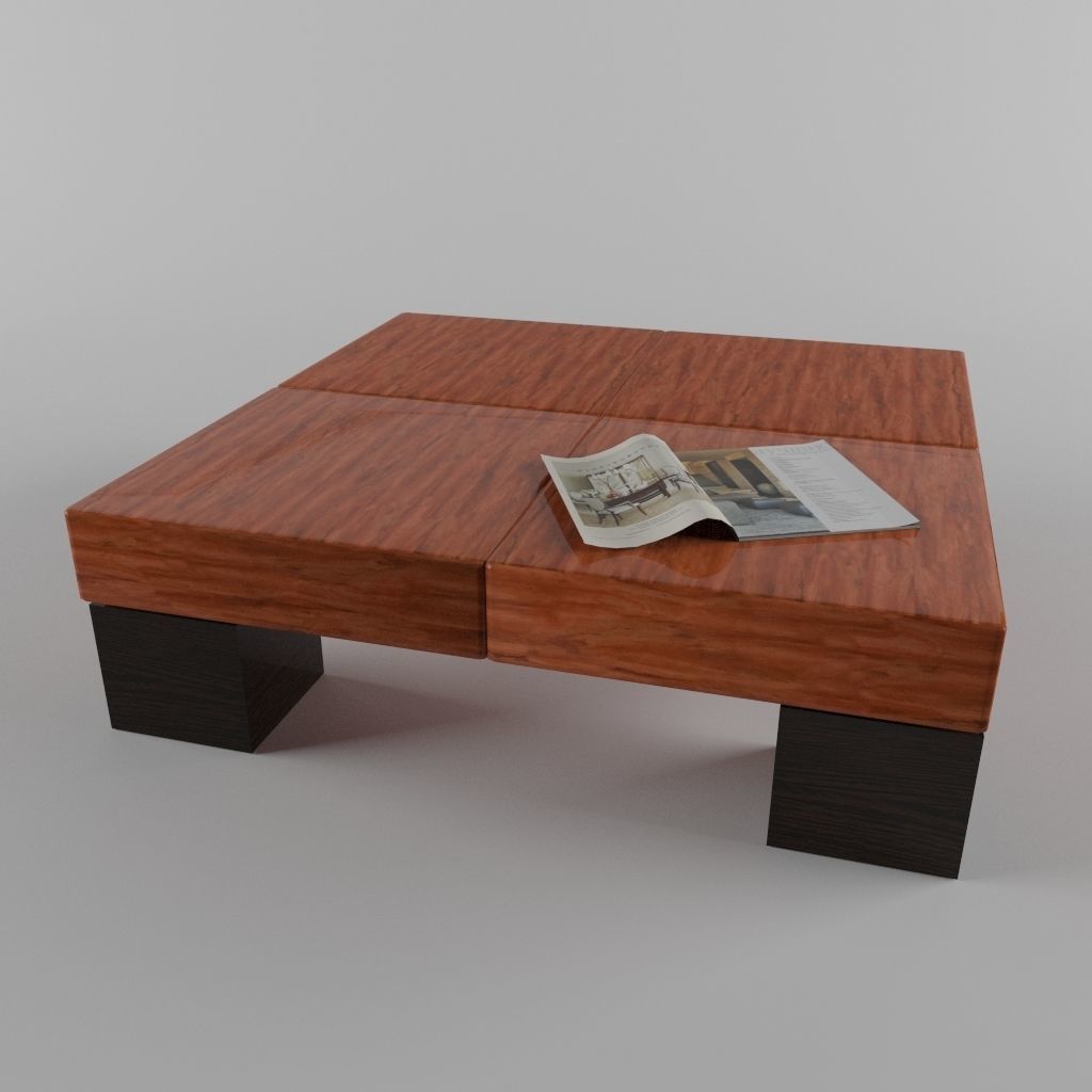 Table coffee with magazine Low-poly 3D model_1