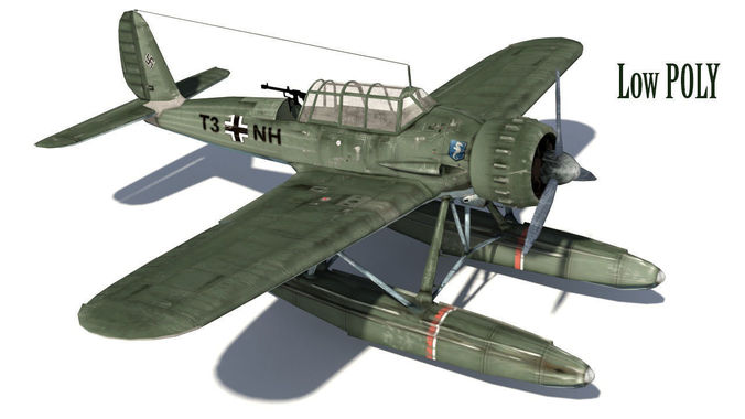 Airplane WW2 Arado Ar 196 Low-poly 3D model