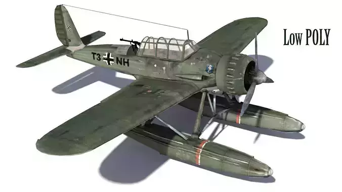 Airplane WW2 Arado Ar 196 Low-poly 3D model