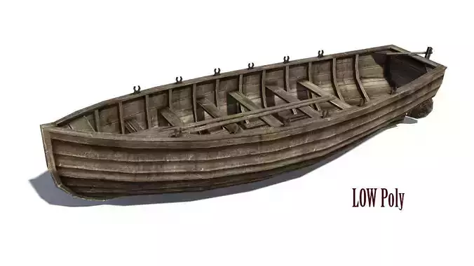 Row boat Low-poly 3D model