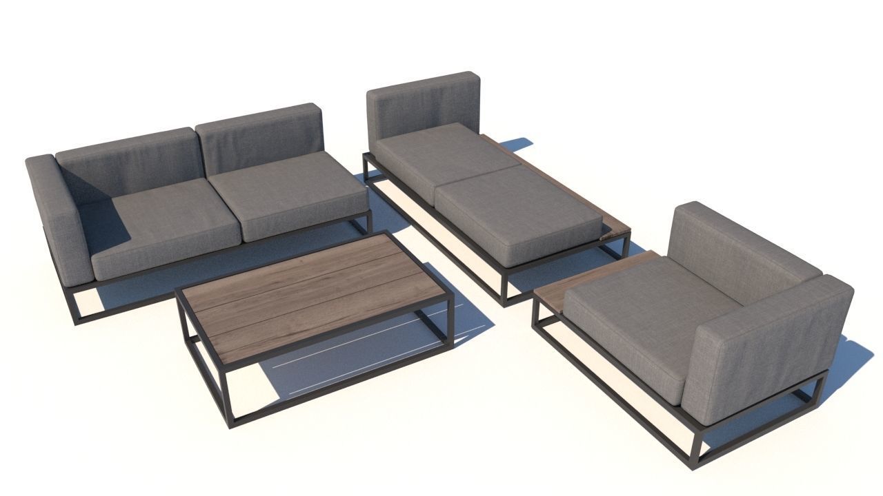 outdoor furniture collection model Low-poly 3D model_22